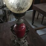Greek old lamp, bronze and porcelain bedside table lamp