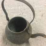 Tea pot old greek bronze utensil relief vintage