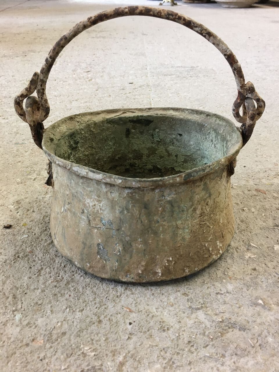 Cauldron, old greek copper utensil, vintage decoration