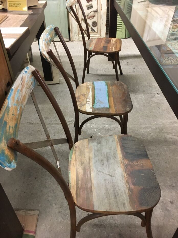 Chairs, arm chairs metal and greek old wood
