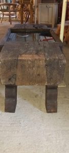 coffee table from old wood( part of old wine press) with elaborate table legs