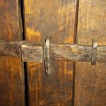 Old wooden cupboard , cabinet , with 2 doors ,metal hinges and a wooden latch ,handmade