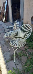 chair, arm chair metal fer forge, old, vintage hand made heavy construction outdoor furniture