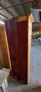 old wooden window cases ,in a natural wood color, slightly colored in places, with a bottom drawer, curved on the sides and round legs, handmade ,restored, antique, vintage