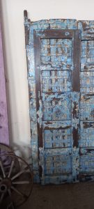 pair of old wooden door, dimensions height 206cms,length  115cms, width 10cms,...old wooden Tibetan doors , restored, in a soft blue color, handmade, can be used or can be just used for decoration