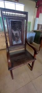 old wooden chairs-armchairs , throne-chairs , handmade, hand curved, sculpted, with curved decoration on the back, in excellent condition, handmade, antiques, vintage, old