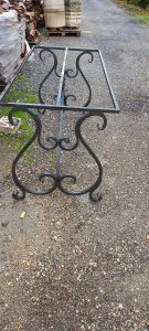 old rectangular iron dining table decorated with spirals, terrace-veranda-garden table, handmade iron table heavily built, vintage furniture